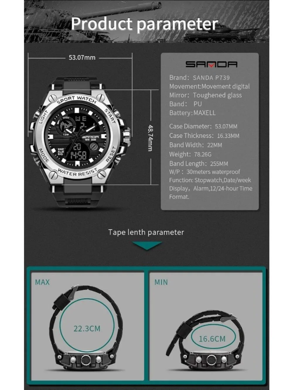 Mens Army Green Black Analog Quartz Sports Waterproof Military LED Digital Watch